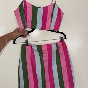Zara Multicolor Striped Skirt Set